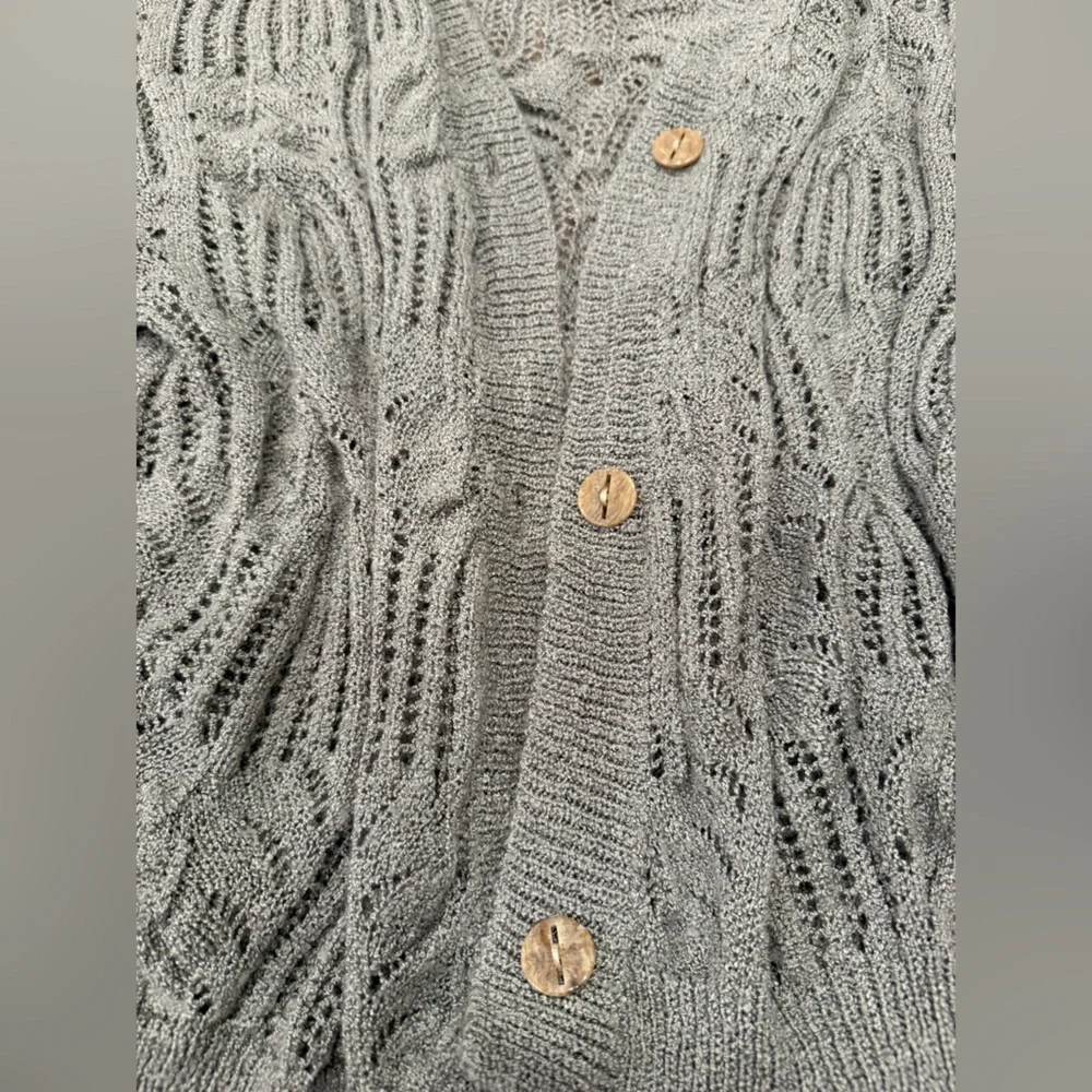 POL Grey Drapey Oversized Button Down Grandpa Cardigan-Size M - Picture 2 of 4